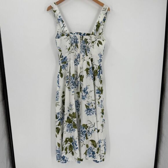 Reformation Tagliatelle Floral Linen Midi Dress Riviera Print Sleeveless 8 White - Picture 5 of 14